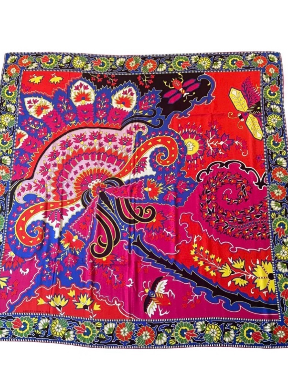 Hermes Bold Red & Pink Paisley Silk Wrap